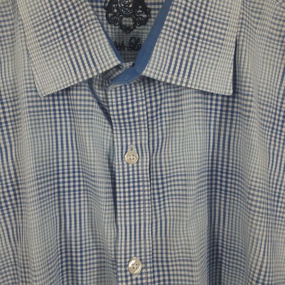 English Laundry Adult Men's XL Blue Plaid Check Long Sleeve Button Up Shirt - Picture 2 of 13